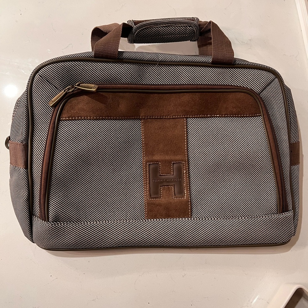 Vintage Tommy Hilfiger Gray and Brown Business Briefcase